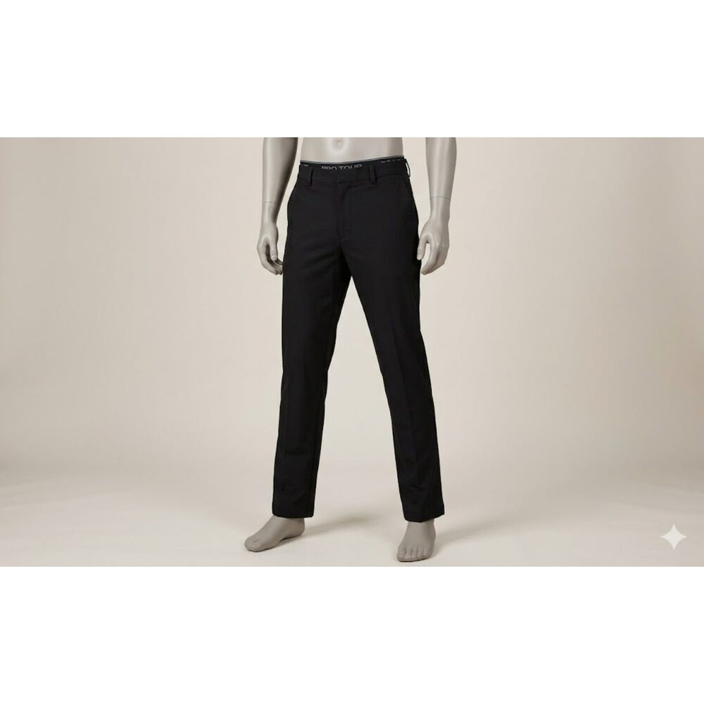 Pro Tour Men's Golf Pants Size 34x29 Black Flat Front Straight Leg Stretch